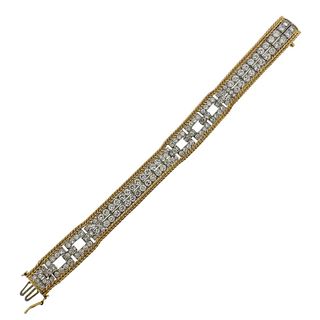 Mid Century 14K Gold Diamond Bracelet 