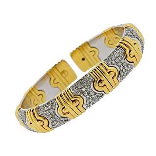 18K Two Tone Gold Diamond Cuff Bracelet
