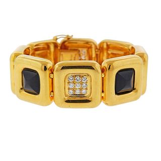 Cartier Vintage 18k Gold Diamond Onyx Bracelet 