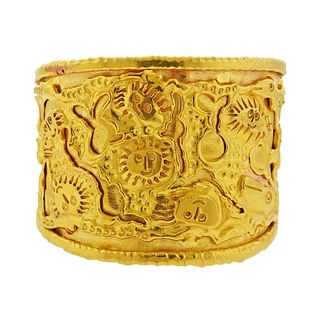 Jean Mahie Charming Creatures 22k Gold Wide Cuff Bracelet 