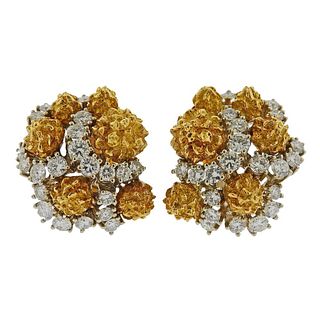 Van Cleef &amp; Arpels 1960s 18k Gold Diamond Earrings 