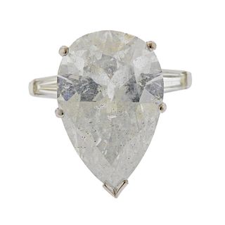 GIA 11.73 H/I3 Carat Pear Shape Diamond Platinum Engagement Ring 