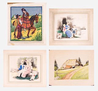 A Group of Four Colored Prints by Various Artists, 19th/20th Century,