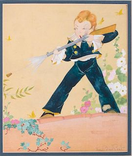 Fern Bisel Peat (1893-1971) Boy with a Pop Gun, Gouache on illustration board,