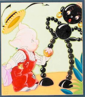 Fern Bisel Peat (1893-1971) From the Three Little Pigs, Meeting the GuGu Bean Lady, Gouache on illustration board,