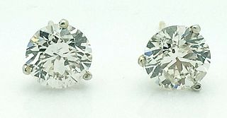 14k Gold 3.08TCW Diamond Stud Earrings