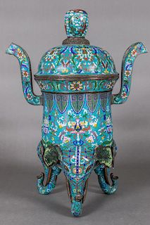A Large Chinese Cloisonné Censer, 20th Century.
