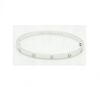 Cartier 18K White Gold LOVE Small Bracelet Size 16