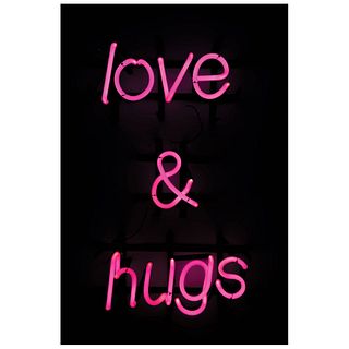THOMAS LAMMERS, Love & hugs, Signed, Luz neón P/A, 12.2 x 20 x 3.1" (31 x 51 x 8 cm), w/ certificate