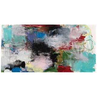 ALBERTO RAMÍREZ JURADO, Ruido eterno, Signed RAJU and dated 18 front and back, Mixed technique on canvas, 23.6 x 47.2" (60 x 120 cm), Certified