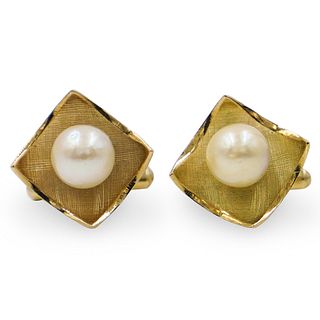 14k Gold and Pearl Cufflinks