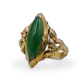 Antique 14k Gold and Jade Ring