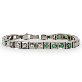 18k Gold, Emerald and Diamond Bracelet