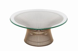 A Warren Platner Glass Table with Chrome Base for Knoll, 20th Century.