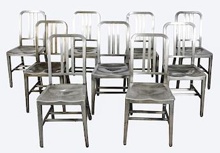 A Group of Nine Mid-Century Modern Good Form (Youngstown, OH) Aluminum Side Chairs, 20th Century.