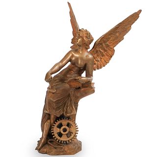 Signed Bronze Angel With Hammer