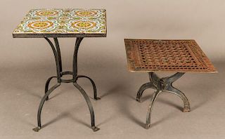 Two Contemporary Wrought Metal Garden Side Tables, 20th Century,
