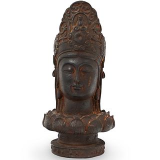 Iron Guanyin Buddha Bust
