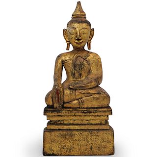 Gilded Carved Wood Buddha Statuette