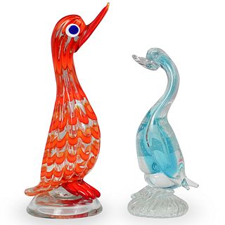 (2 Pc) Murano Glass Duck Sculptures