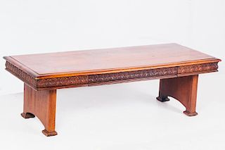 A Knoxville Carved Walnut Low Table with Drawers, 20th Century.