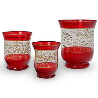 (3 Pc) Gilded Ruby Glasses