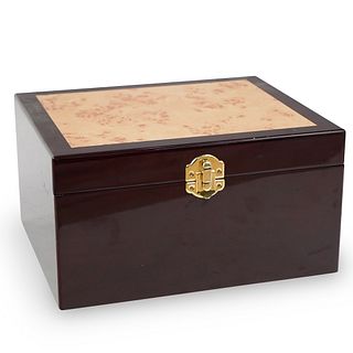 Vintage Inlaid Wood Humidor Cigar Box