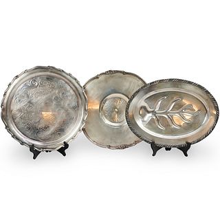 (3 Pc) Silver Plated Trays