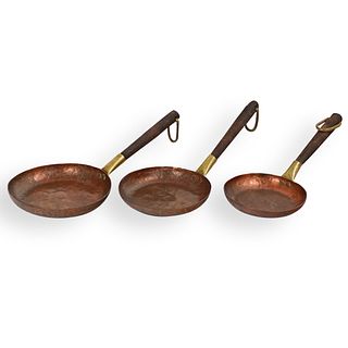 (3 Pc) Antique Copper Pans