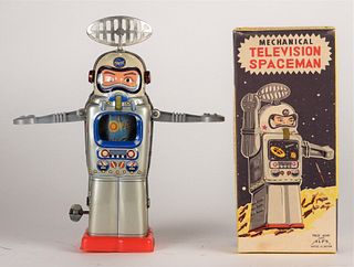 Alps Mechanical Television Spaceman Tin Robot Toy