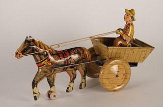 Marx Tin Lithograph Key Wind Horse Cart Toy