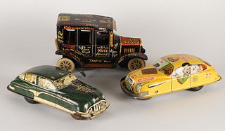 3PC Marx Tin Friction Dick Tracy Taxi Jalopy Toys