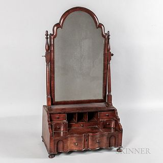 Queen Anne Walnut Veneer Dressing Mirror