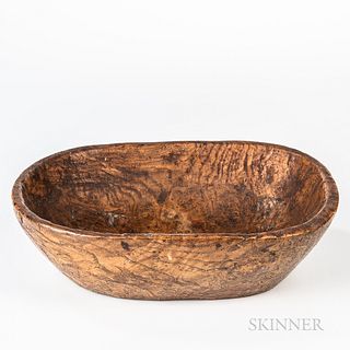 Carved Oblong Burl Bowl