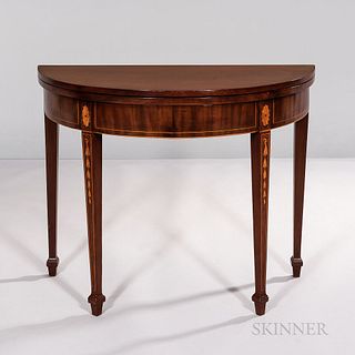 Federal Inlaid Cherry Demilune Card Table