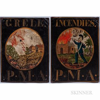 Pair of Painted Tin "Premiere Mutual Assurance" Advertising Signs