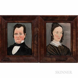 William Matthew Prior (Massachusetts/Maine, 1806-1873)      Pair of Portraits of a Man and Woman