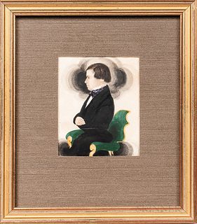 James Sanford Ellsworth (American, 1802/03-1874)      Miniature Portrait of a Young Man