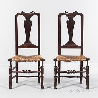 Pair of Queen Anne Rush-seat Chairs
