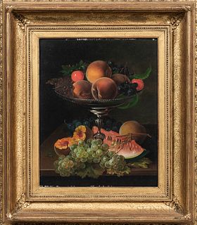 American School, 19th Century      Still Life with Fruit in a Silver Compote
