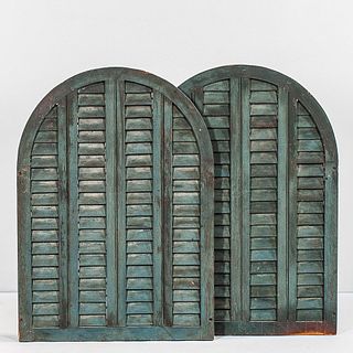 Pair of Green-painted Shutters