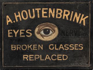 "A. Houtenbrink Eyes, Nerves, Broken Glasses Replaced" Trade Sign