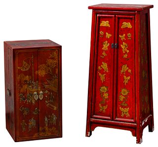 Asian Style Red Cabinets
