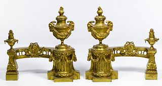 Napoleon III Style Gilt Bronze Andirons