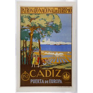 Francisco Hohenleitner DeCastro (Spanish, 1889-1968) 'Cadiz' Travel Poster