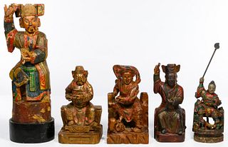 Asian Style Polychrome Carved Figurine Assortment