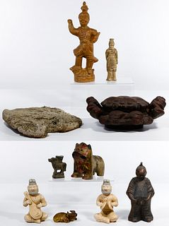 Asian Style Pottery Figurine and Coral Assortment