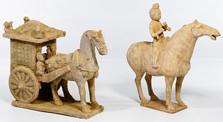 Asian Tang Style Terracotta Horse and Carriage Assortment