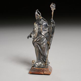 Continental silvered metal Saint or Pope