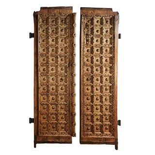 Huge pair antique iron-mounted doors
